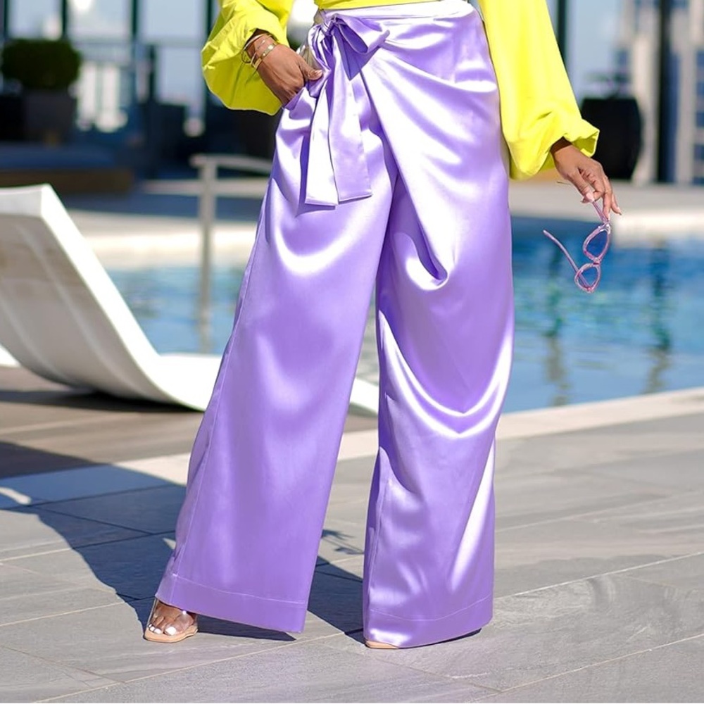 The Drop Women's Purple Rose Wrap Front Pants XS